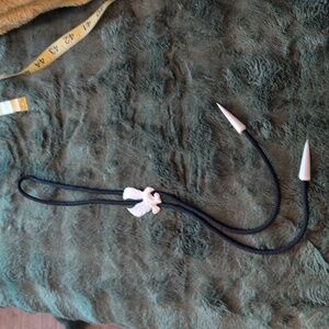 Vintage Black Bolo Tie with White Eagle Pendant
